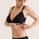 Close-up of the nursing bra front fastening