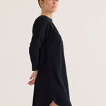 long sleeve tee dress in black, side view