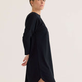 long sleeve tee dress in black, side view