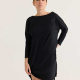long sleeve tee dress in black, front view