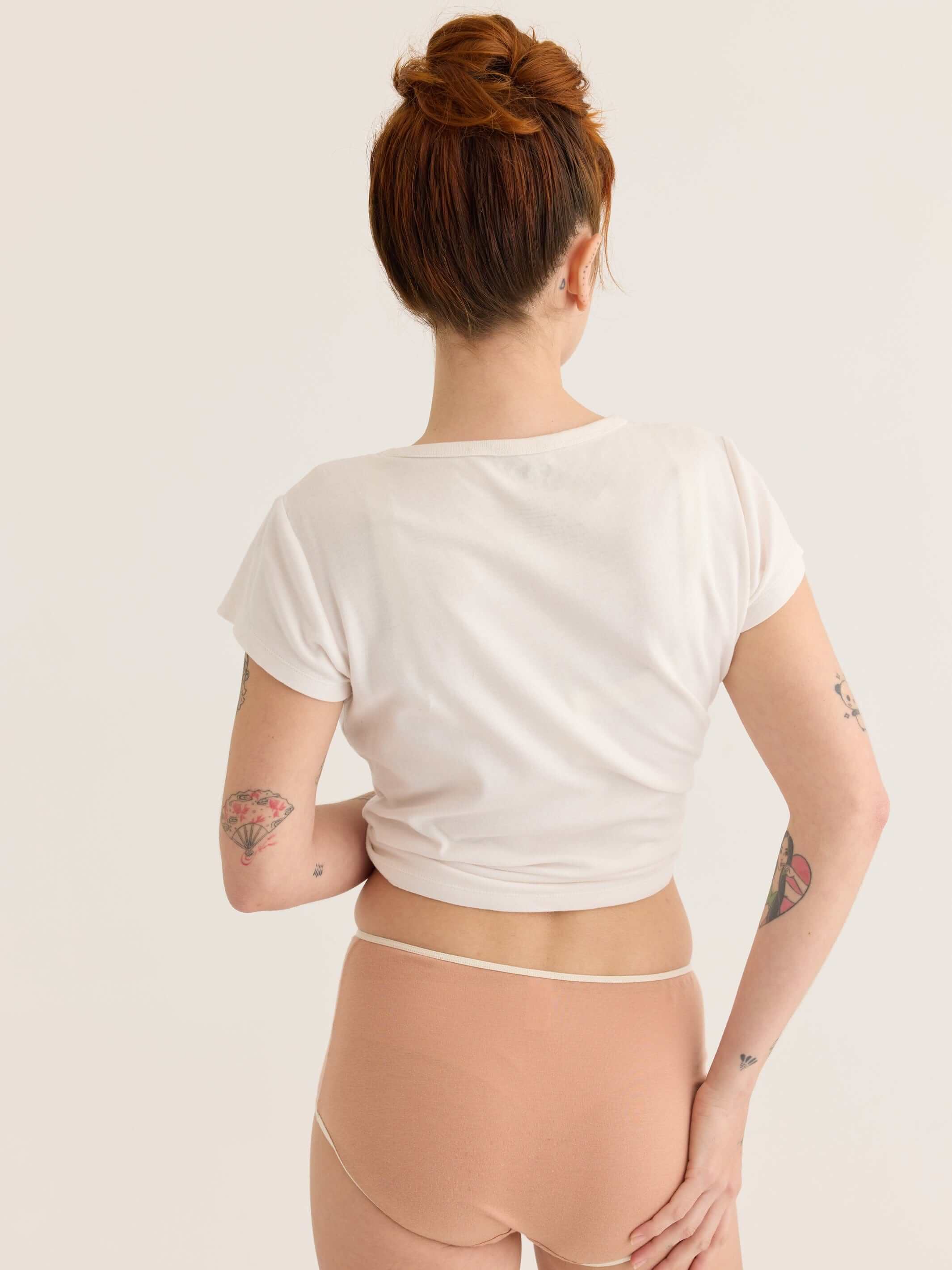 Very big knickers in latte, back view