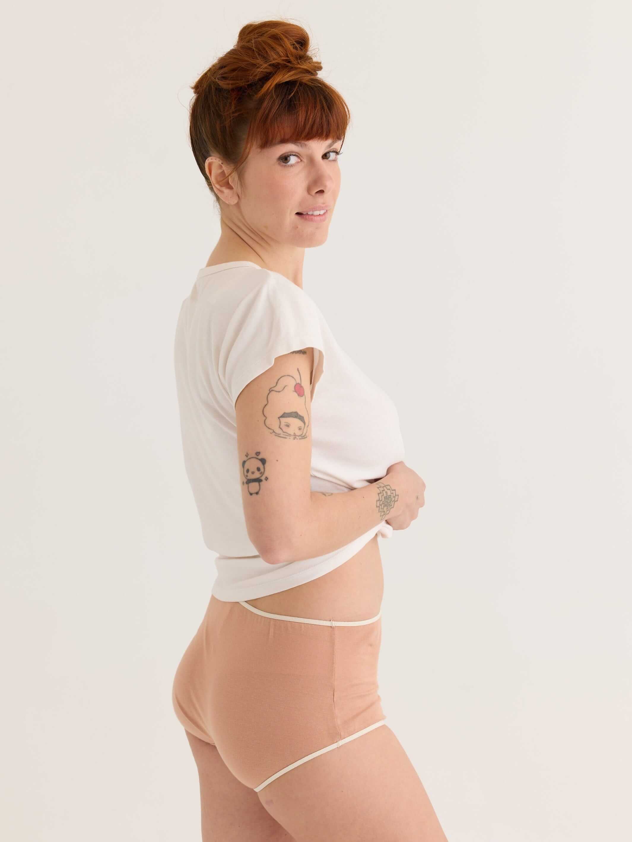 very big knickers in latte, side view