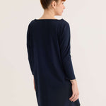 tee dress in navy, back view