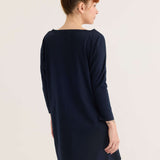 tee dress in navy, back view