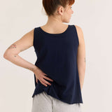 organic cotton shelf singlet in navy, back view
