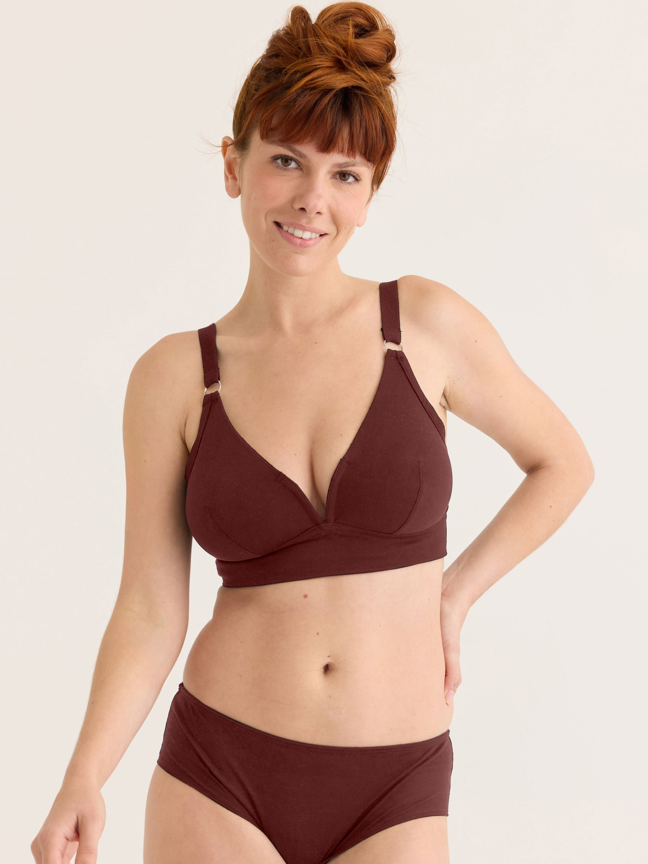 Tencel Padded Bra I Rich Brown Bra I Wide Bra Straps I F and G Cups